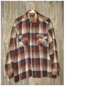 Vintage Woodland Shirt Mens Large Brown Tan Plaid long Slv Mens 80s 90s Grunge